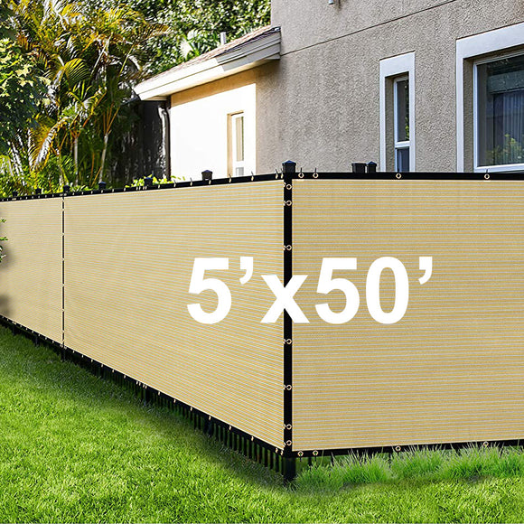 5x50ft Privacy Fence, Tan